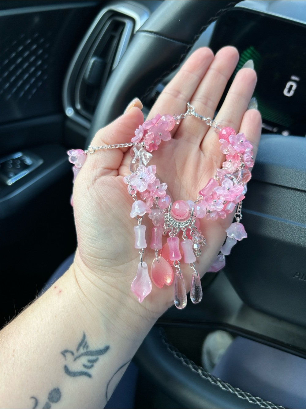 Pink Floral Dangle Bracelet - Women Jewelry